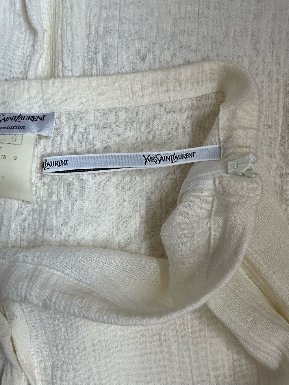 Yves Saint Laurent Cream Drawstring Wide-Leg Pants - Picture 6 of 10